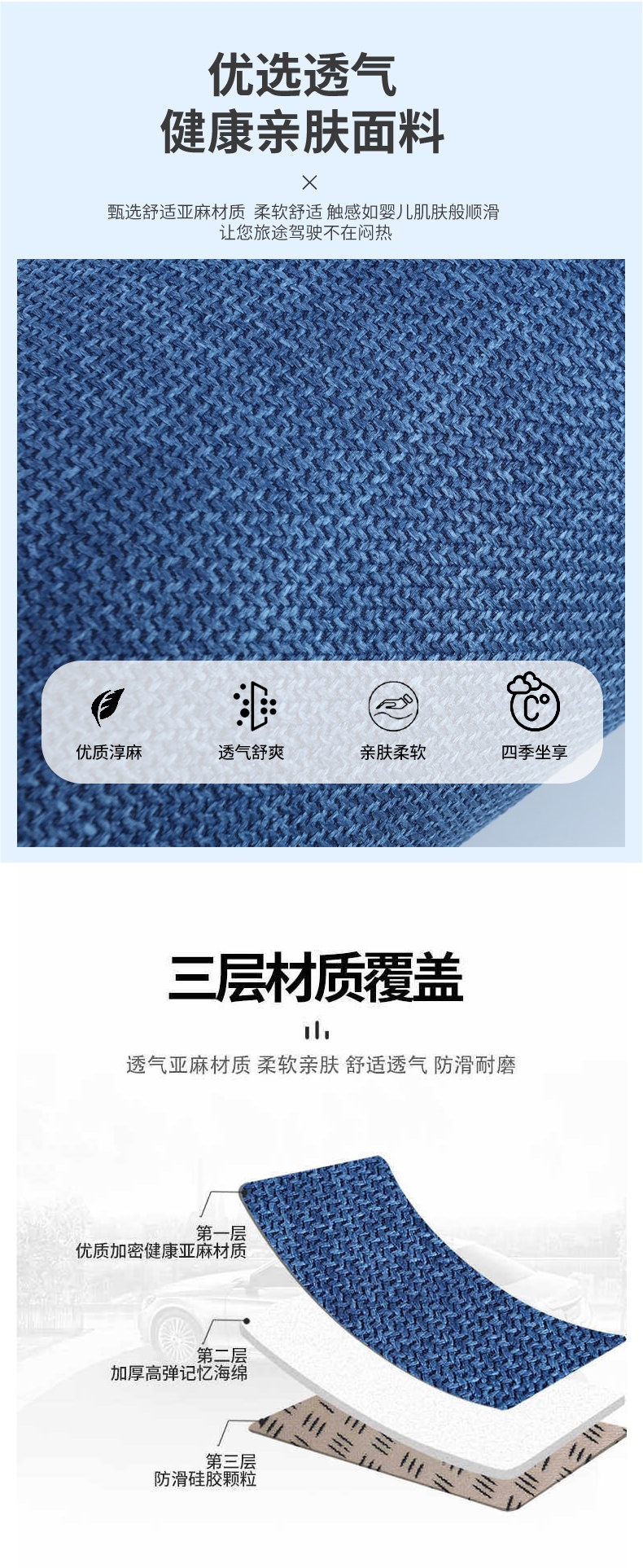 2026 New Linen Car Seat Cushion, Universal for All Seasons, Fabric Design for Spring, Summer, Autumn, and Winter, Special Seat Cushion for Small Cars, Default Option