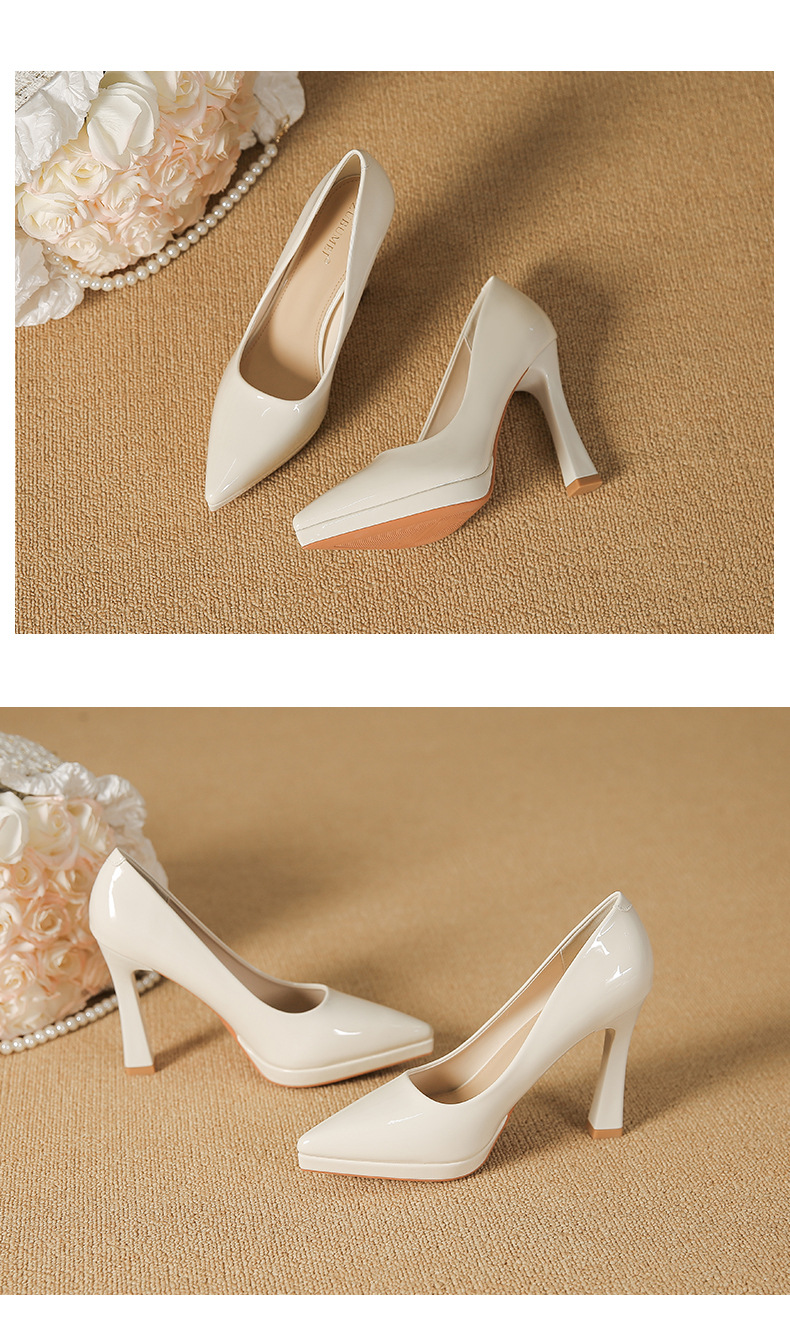 Giày cao gót mũi nhọn nữ miệng nông gót 12 cm — Màu nude-12cm chi tiết 12