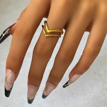 不锈钢跨境热销复古几何镂空开口戒指情侣时尚简约小众设计手饰品