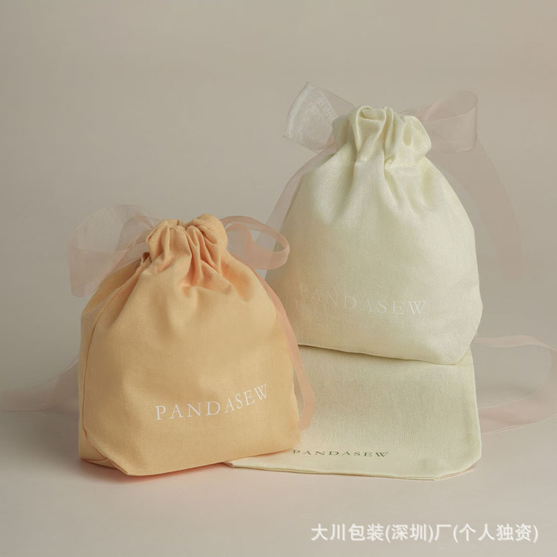 源头厂家彩色帆布欧根纱丝带束口袋珠宝佛珠手串包装布袋定制文字|undefined