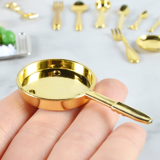 Miniature food play scene with kitchen toy model mini spoon Fork pan props model