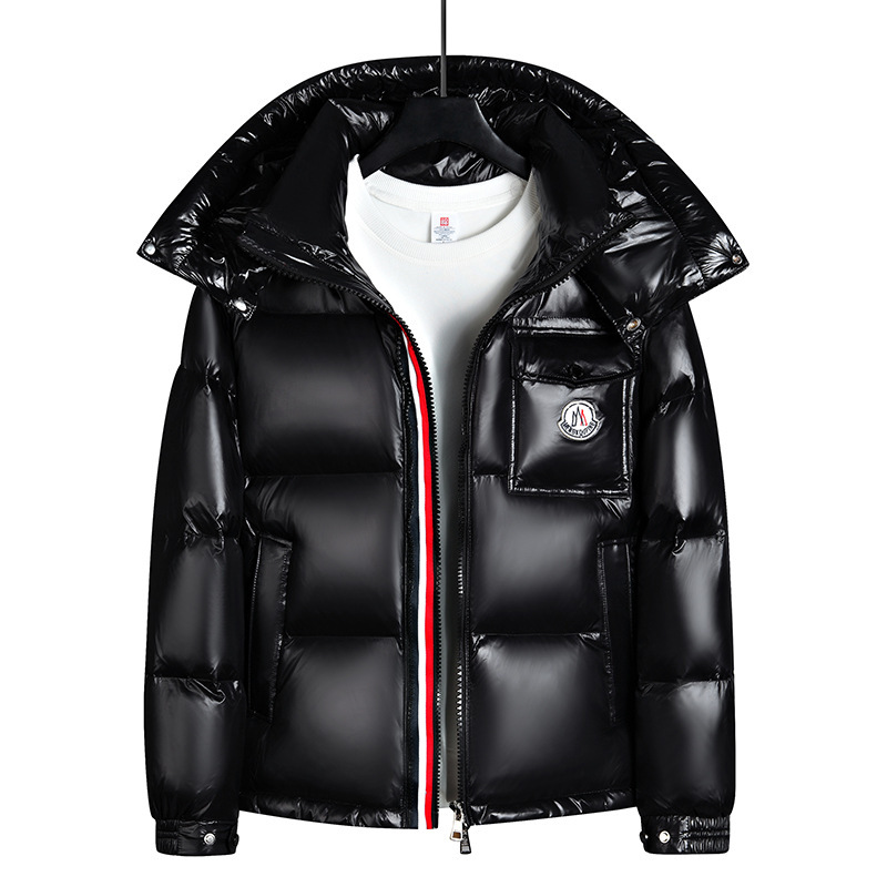 Winter New Couple Rainbow Short down Jacket Versatile Warm Windproof Fashion Trendy White Duck down Coat for Men