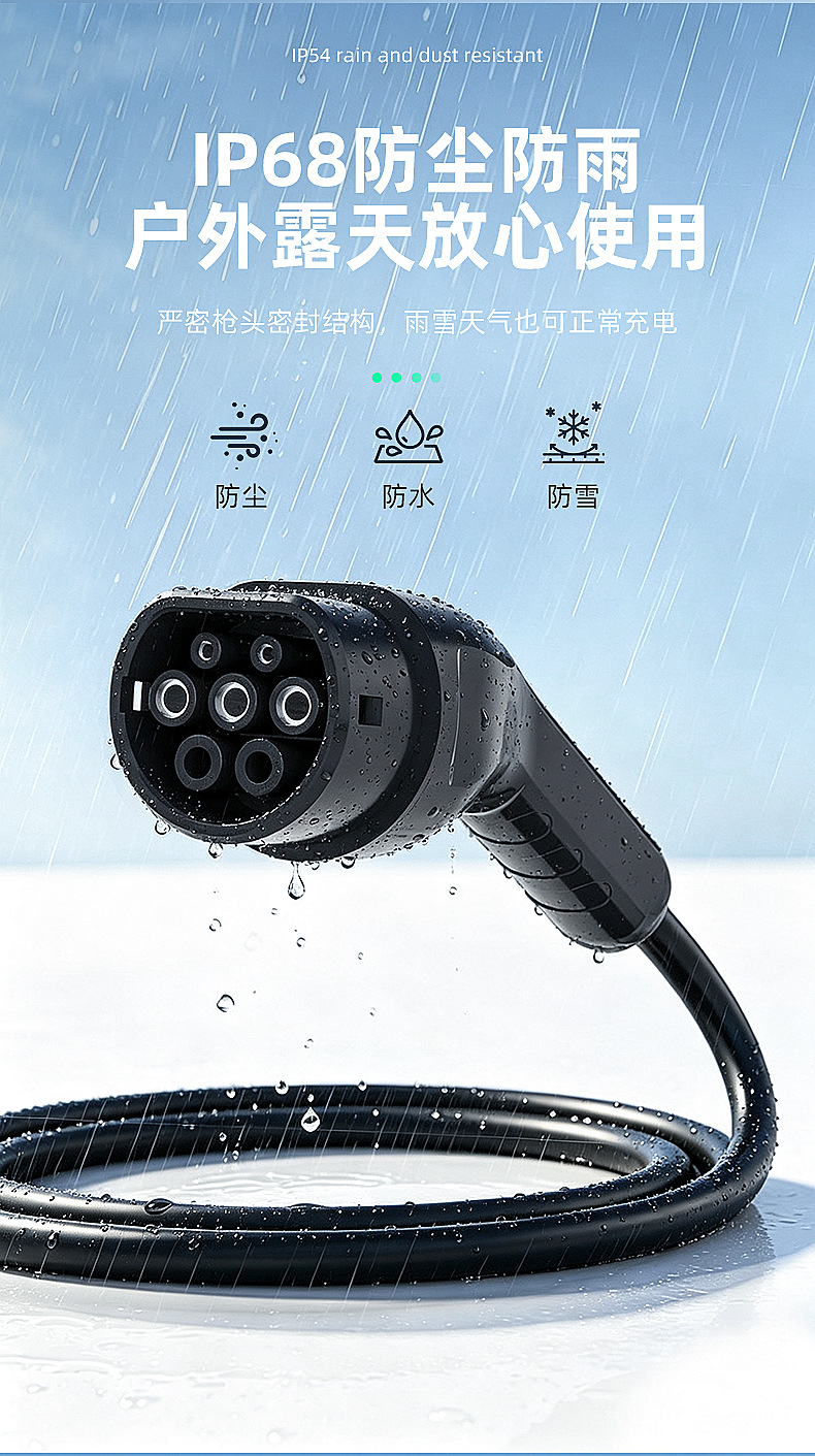 European standard dual-head charger for new energy electric vehicles, portable home and vehicle-mounted charging station with extension cable, 11KW