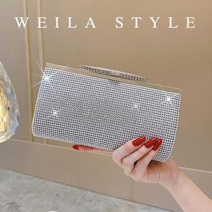 Cross-border New Crystal Diamond Clutch Bag for Women's Dinner Annual Meeting Wedding Bridesmaid Bag Portable Shoulder Hand Bag for Party