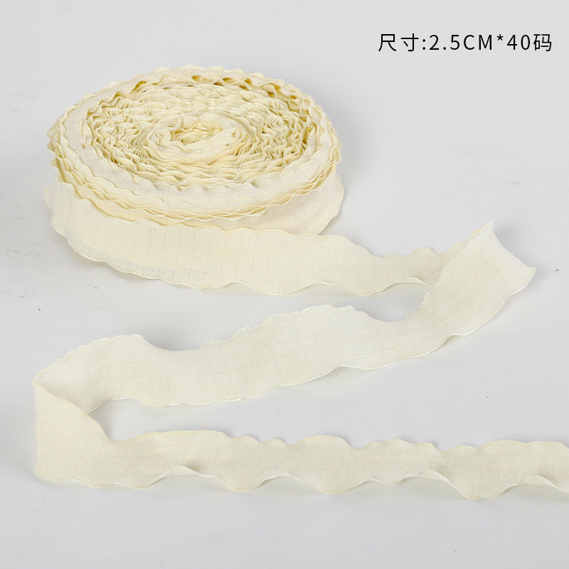 Nueva ola cinta plisada espina de pescado cinturón de hilo de oreja flor tienda de flores embalaje cinta pastel hornear cinturón de tela floral