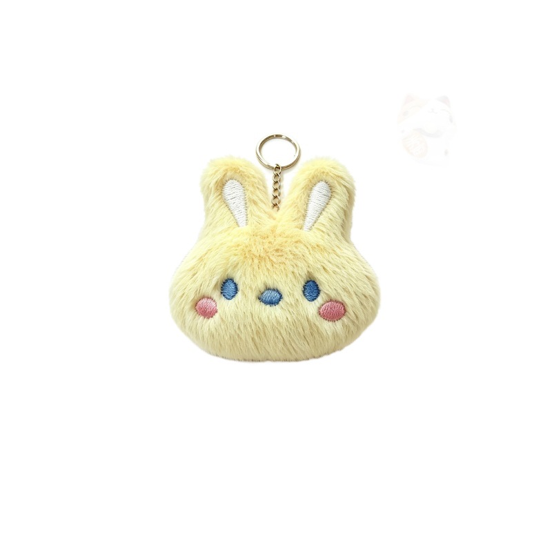 Caricatura de peluche conejo muñeca broche colgante adorable expresión conejo bolso correa de muñeca accesorios decorativos