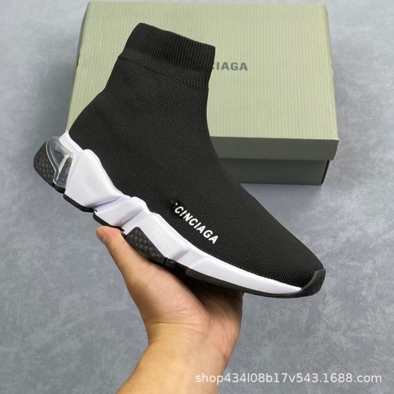 Balenciaga Speed Trainer Clear Sole Black White 607544-W05GG-1010