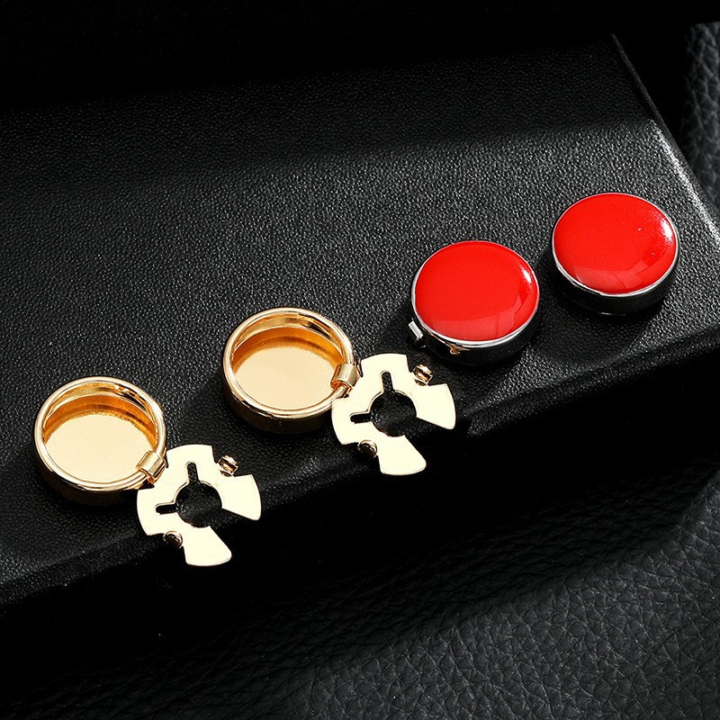 Runda manschettknappar i koppar mångsidig och enkel design_voghion.com