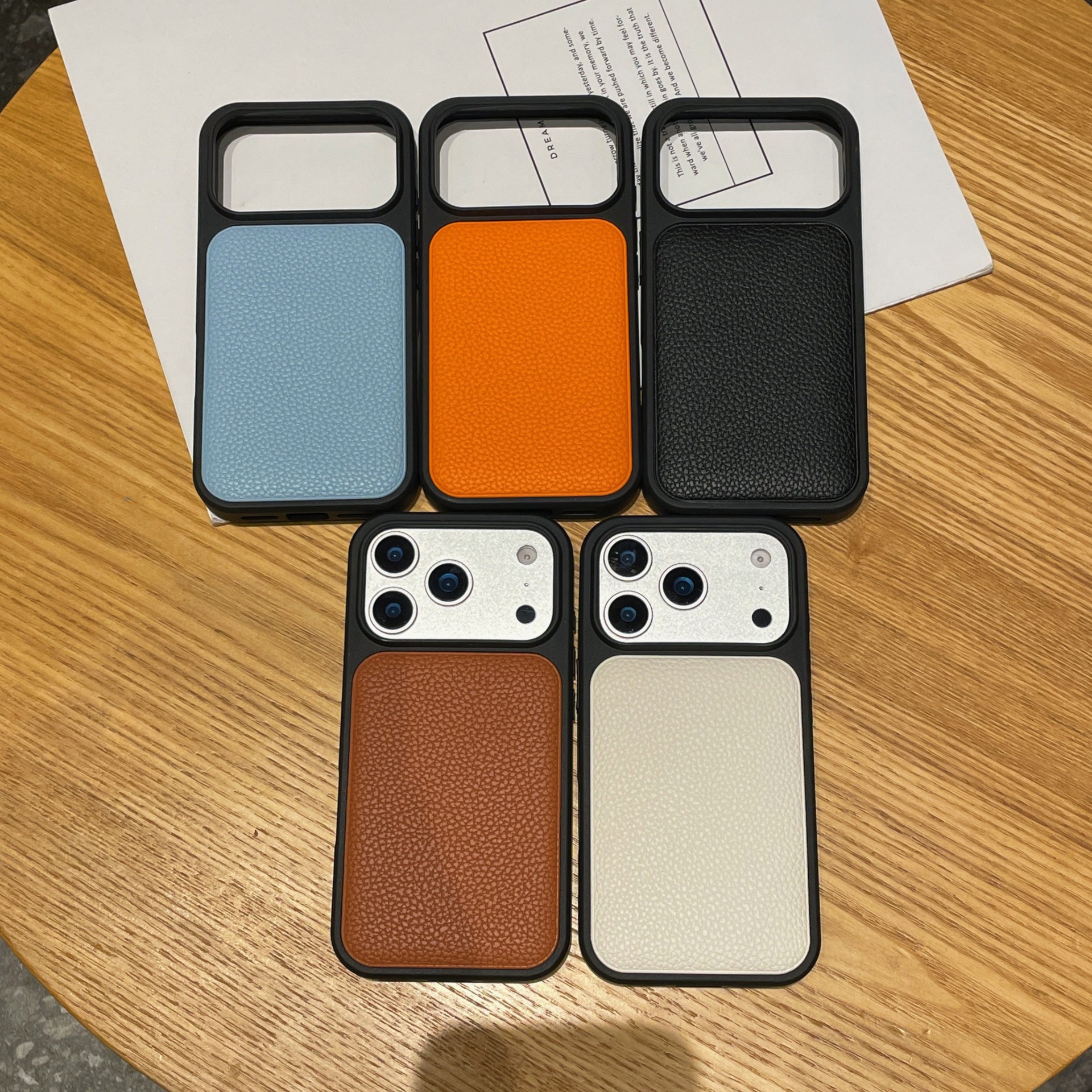 荔枝纹适用苹果17ProMax手机壳iPhone16Pro真皮全包简约保护套15p