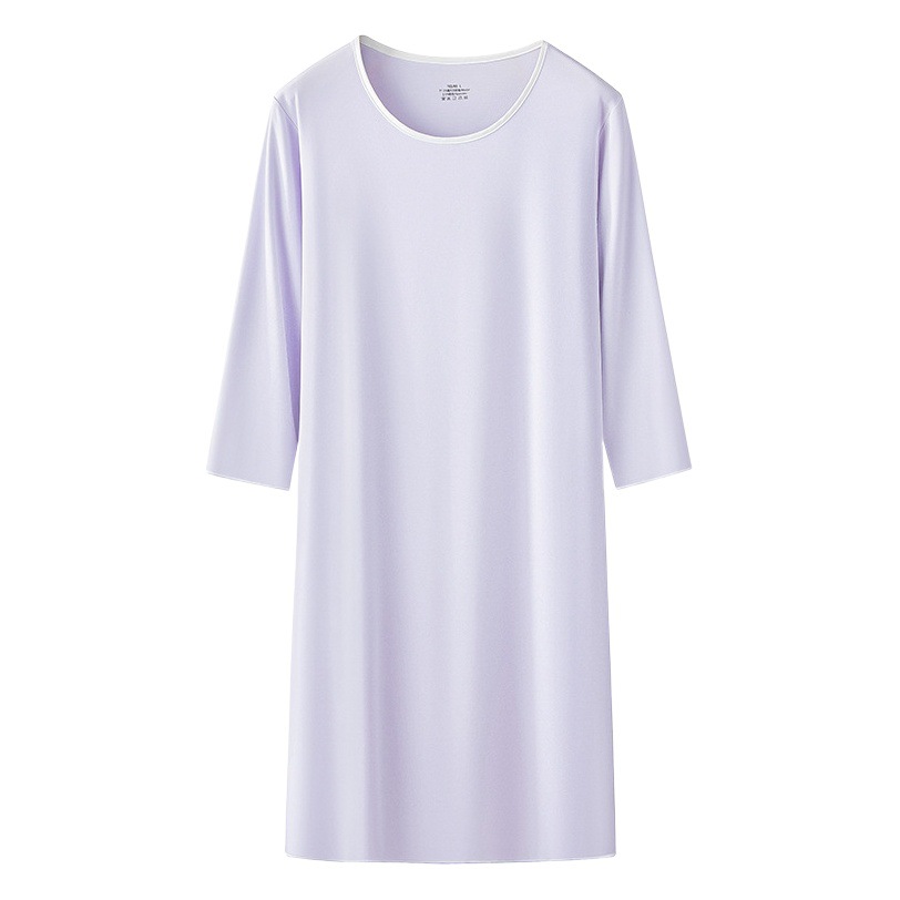 80 algodón de lujo modal de primavera y otoño de verano de las mujeres de tres cuartos de manga agradable para la piel cómodas piernas largas pueden salir camisón