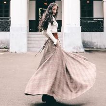 木耳边毛衣女文艺复古格子毛呢半身长裙收腰法式套装裙两件套秋冬