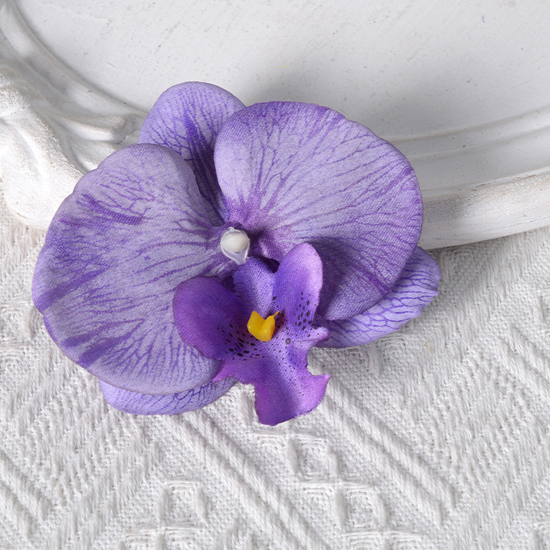 Película blanca Phalaenopsis flor cabeza pétalo simulación flor accesorios tocado horquilla diy flor decorativa de boda hecha a mano