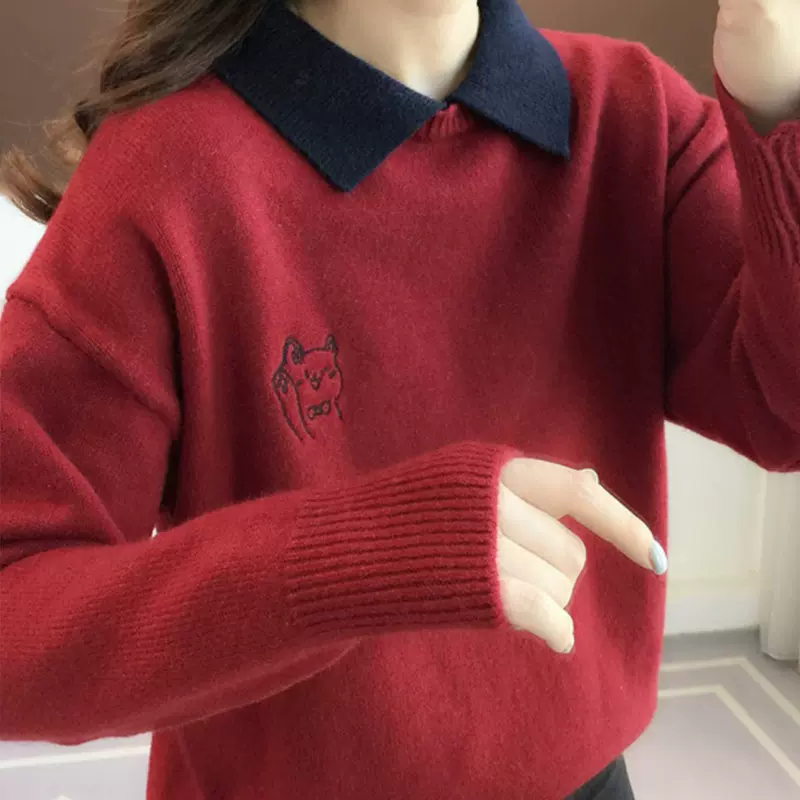 官网图厂家直销冬季高级感超好看polo领毛衣女秋冬内搭针织打底衫