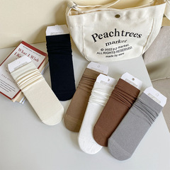 Socks for girls, Japanese-style pure color basic matchable mid-calf socks, Instagram trendy, spring and autumn simple girl style, Loafers, piled socks