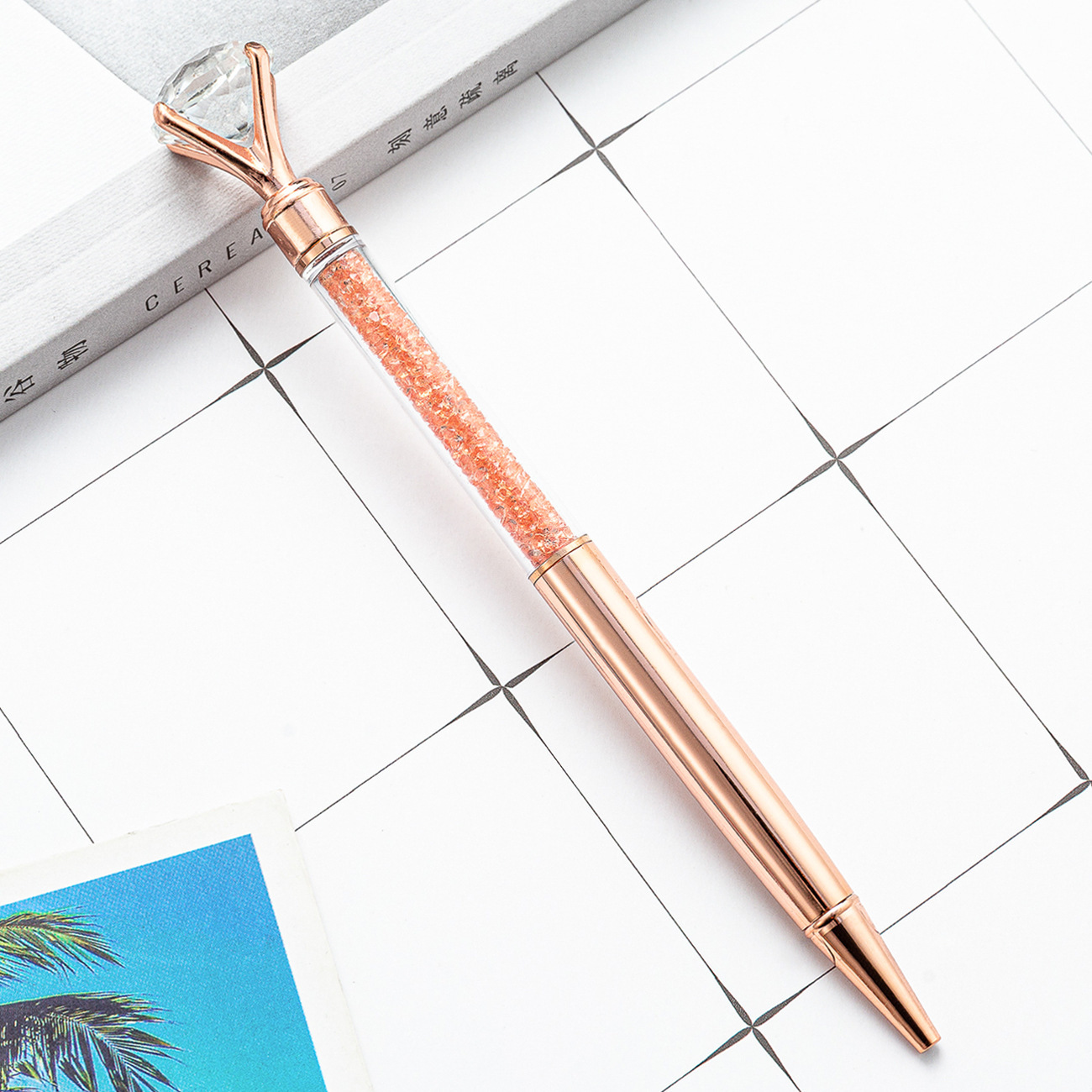 Bolígrafo de diamante de cristal grande con diamantes rotos bolígrafo coreano bonito bolígrafo de regalo de metal para chicas de alto valor