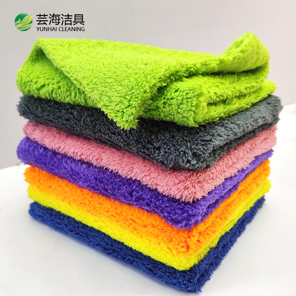 Thickened car wash towel ultrasonic hot coral fleece microfiber absorbent cleaning car towel cloth automotive supplies