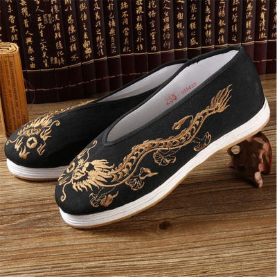 ancient costume Hanfu Men's Shoes Embroidery Flower perform Taiji shoes Sengxie Taoist Qing Official Emperor