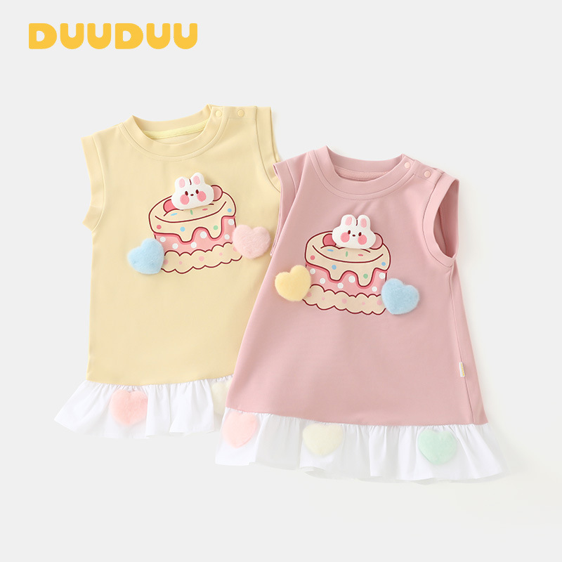 DUUDUU Sweet Dream Rabbit 2025 Summer Cool Thin Girl Baby dress Class A Princess Skirt Children's Skirt