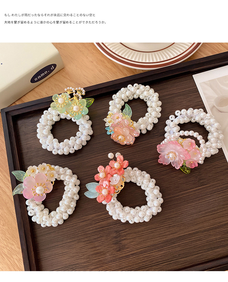 No Quantity Casual, Holiday Occasion Elegant Kid'S Flower Imitation Pearl Resin Beaded Hair Tie