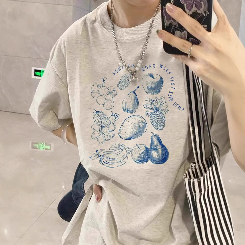 Grey Short-sleeved T-shirt Women's 2025 New Summer Loose Cotton Korean Style Lazy Style oversize Half-sleeved Top Grey Short-sleeved T-shirt Women's 2025 New Summer Loose Cotton Korean Style Lazy Style oversize Half-sleeved Top