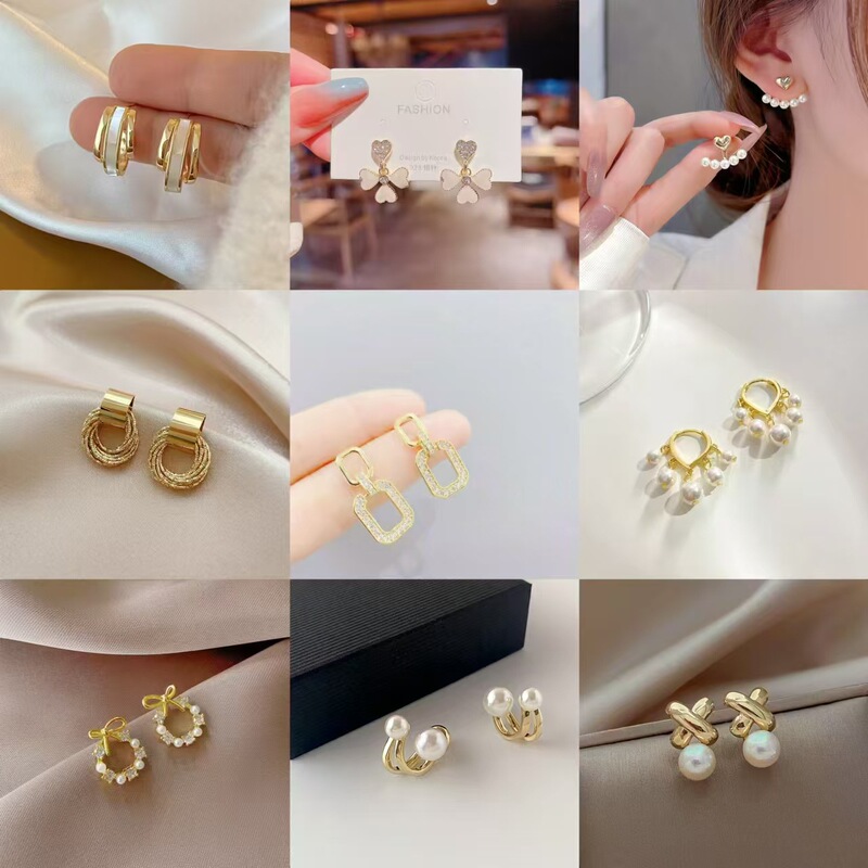 925 Silver Needle Korean Stylish Trendy Design Diamond Geometric Earrings Popular Elegant Earrings Retro Earrings for Women