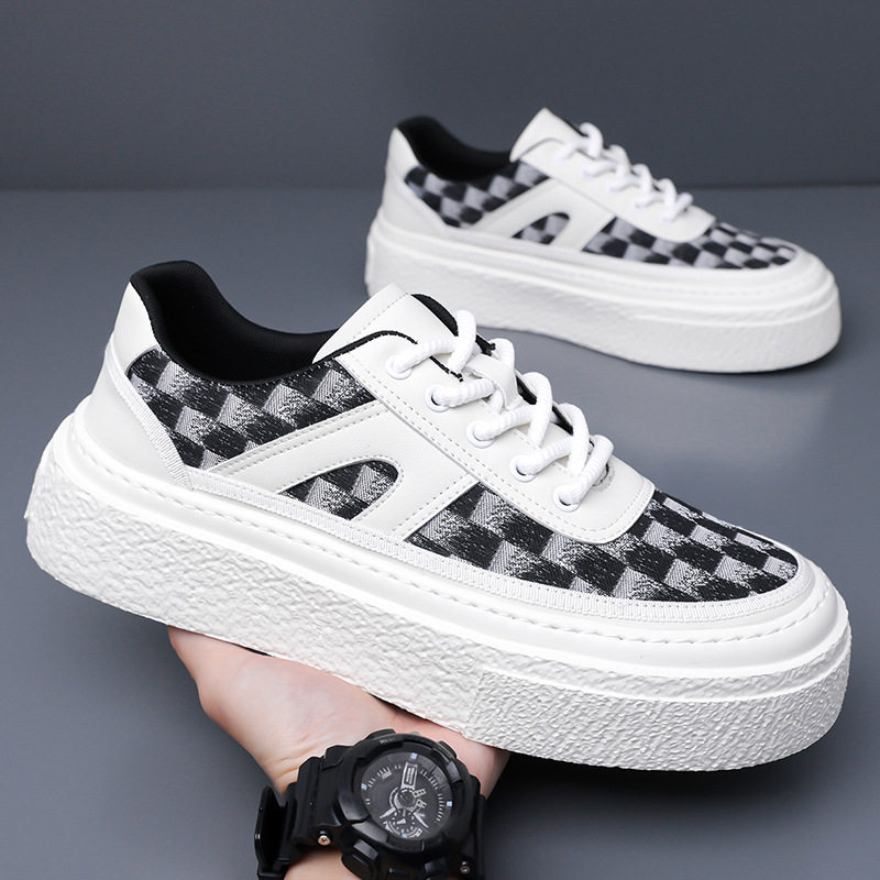 Giày thể thao đế dày nam kiểu mới, giày sneaker đơn giản tăng chiều cao, gót 3-5 cm — GX2519 màu trắng, GX2519 màu đen