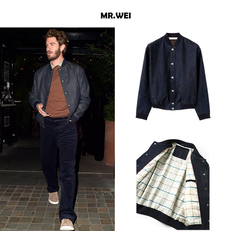 Denim Aesthetics) 38600 Yuan LP Version "Permanent Blue Eco-friendly Dye" Stand Collar Flight Denim Jacket for Couples Denim Aesthetics) 38600 Yuan LP Version "Permanent Blue Eco-friendly Dye" Stand Collar Flight Denim Jacket for Couples