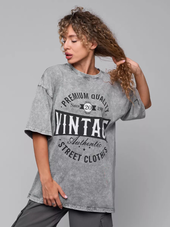 Diseño de letras de impresión de cuello redondo estadounidense para hacer viejas camisetas de verano de mujeres nuevas camisetas de moda sueltas cómodas y versátiles