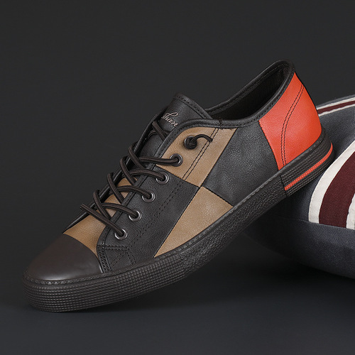 2024 spring new trendy versatile color matching slip-on lazy leather shoes men's shoes casual shoes leather shoes