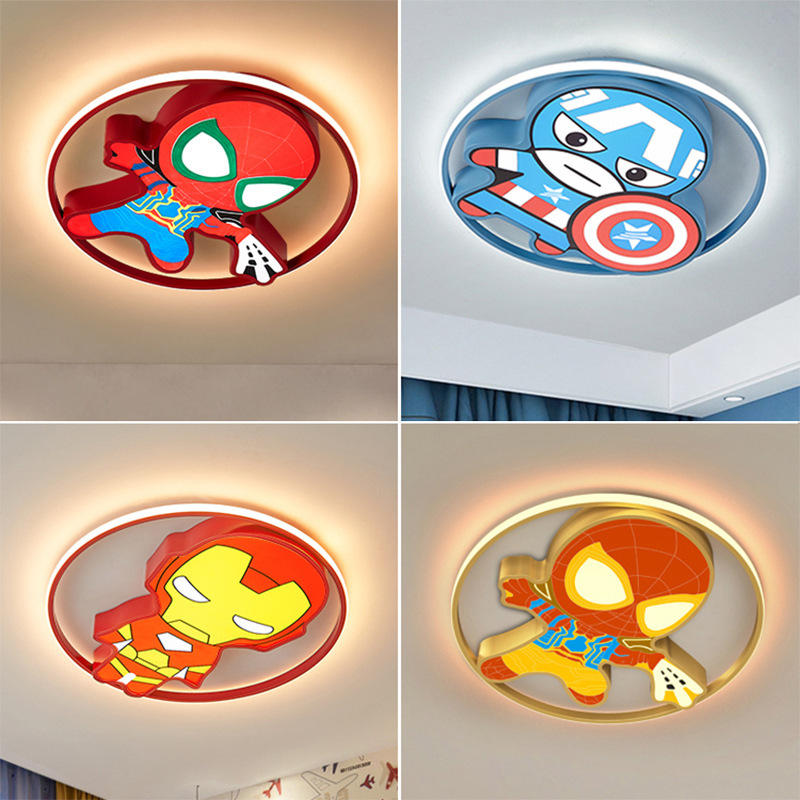 Children's Room Lamp Captain America Creative Spider-Man Boy Bedroom Lamp Study Lamp Eye Protection Led Ceiling Lamp Children Children's Room Lamp Captain America Creative Spider-Man Boy Bedroom Lamp Study Lamp Eye Protection Led Ceiling Lamp Children