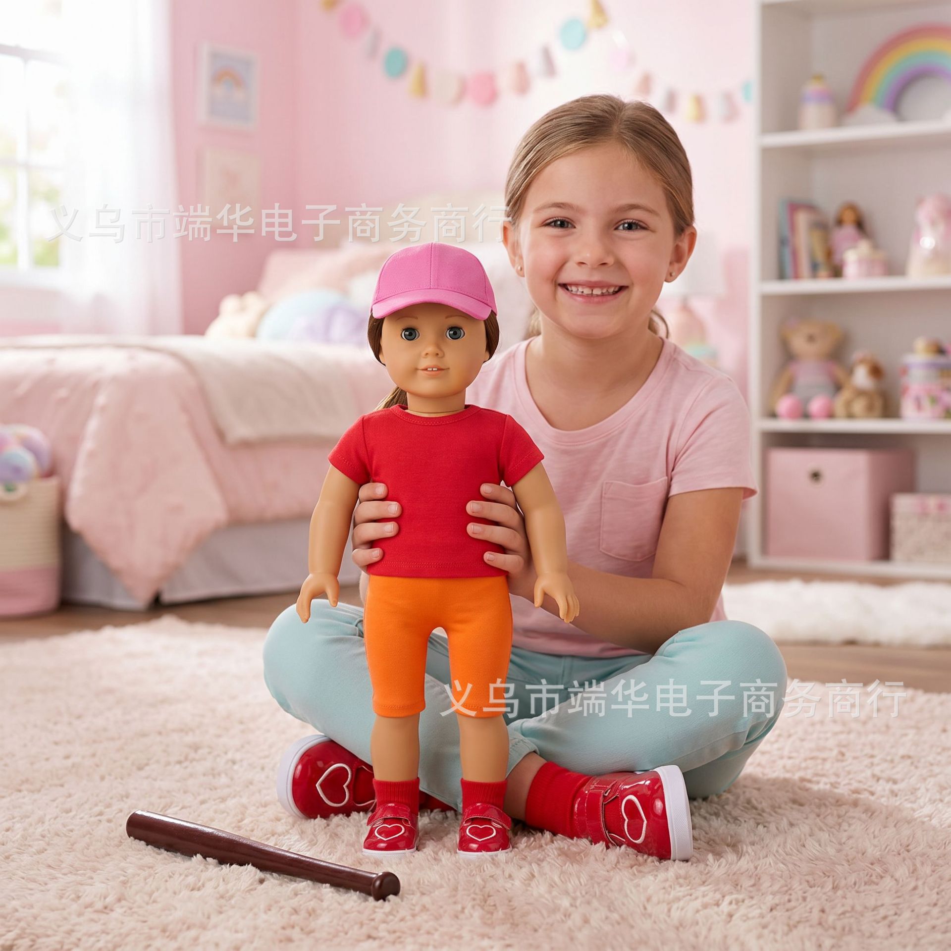 18 Zoll American Girl Puppe Baseball-Set, 16 Zoll realistische Puppe Baseballmütze, grenzüberschreitende Bestseller Puppenkleidung Zubehör