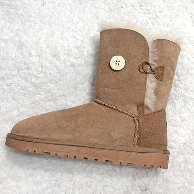 福利休闲高帮纯色日常拉链系带圆头平跟冬季中筒雪地靴|ms