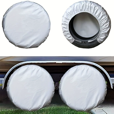 Spare wheel cover – Cover Polyester Taffeta Wheel Cover - silver-upgraded-windproof-hook-s-size-4-pack-27-29inch73cm