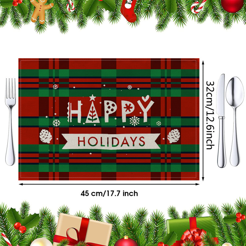 クロスボーダー クリスマス プレースマット コースター コットンとリネンのテーブルクロス リネン断熱マット キッチン テーブルマット 洋食ナプキン Amazon|undefined