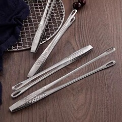 韓国式焼肉クリップ食品クリップ304ステンレス長柄滑り止めフライステーキクリップパンクリップデザートクリップ