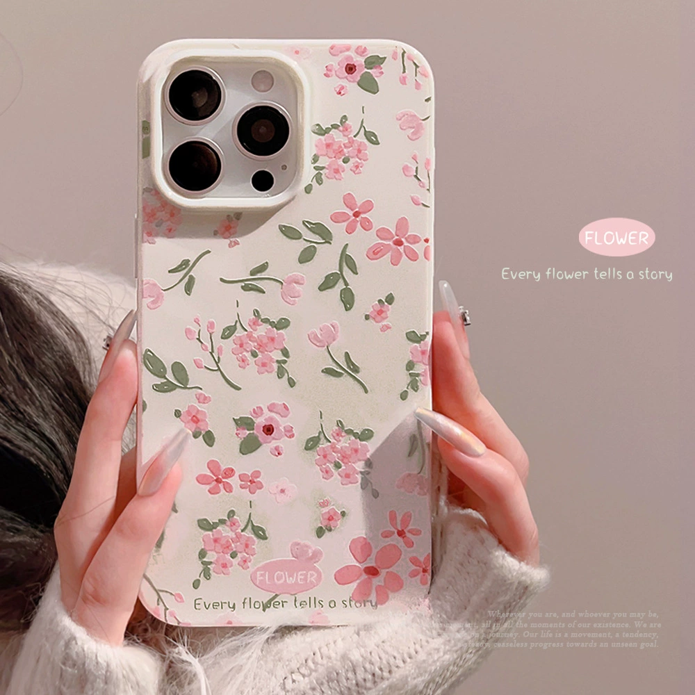 Чехол для телефона (Apple iPhone 15) с floral принтом, защита от падений, узкий 0.025 кг