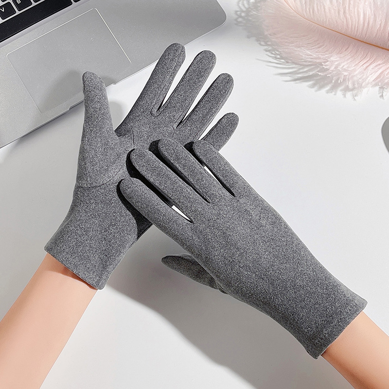 Women's Autumn/Winter Warmth-insulating Anti-Cold Driving Cycling Windproof Elastic Anti-Pilling Touch Screen Fleece Warm Gloves