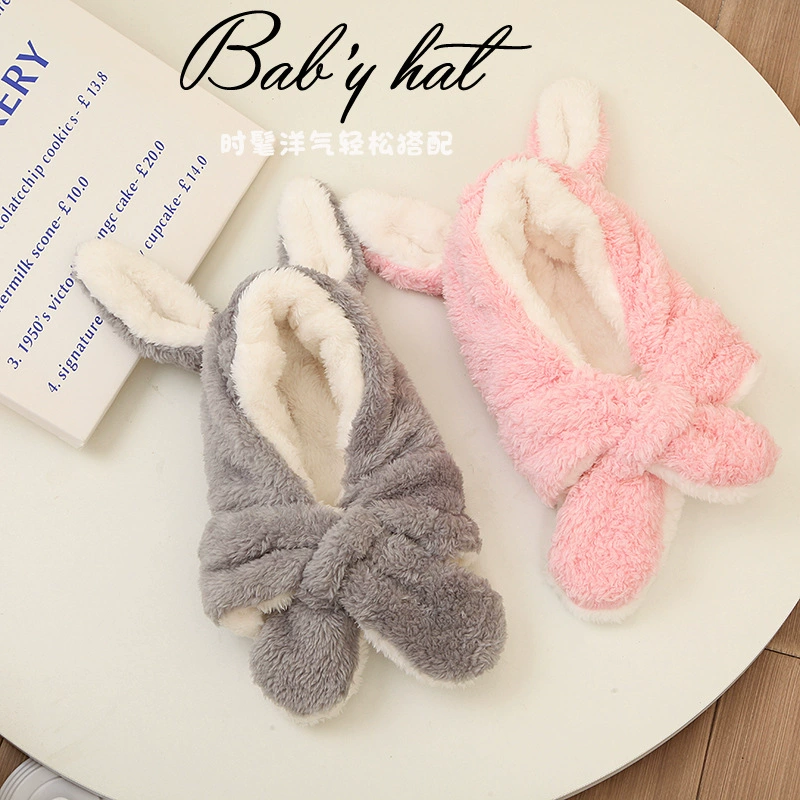 Children's scarf, demi-season cute velvet hat for boys girl's