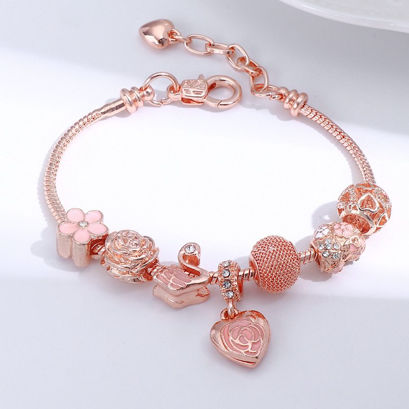 Sweet Geometric Copper Plating Artificial Diamond Bracelets
