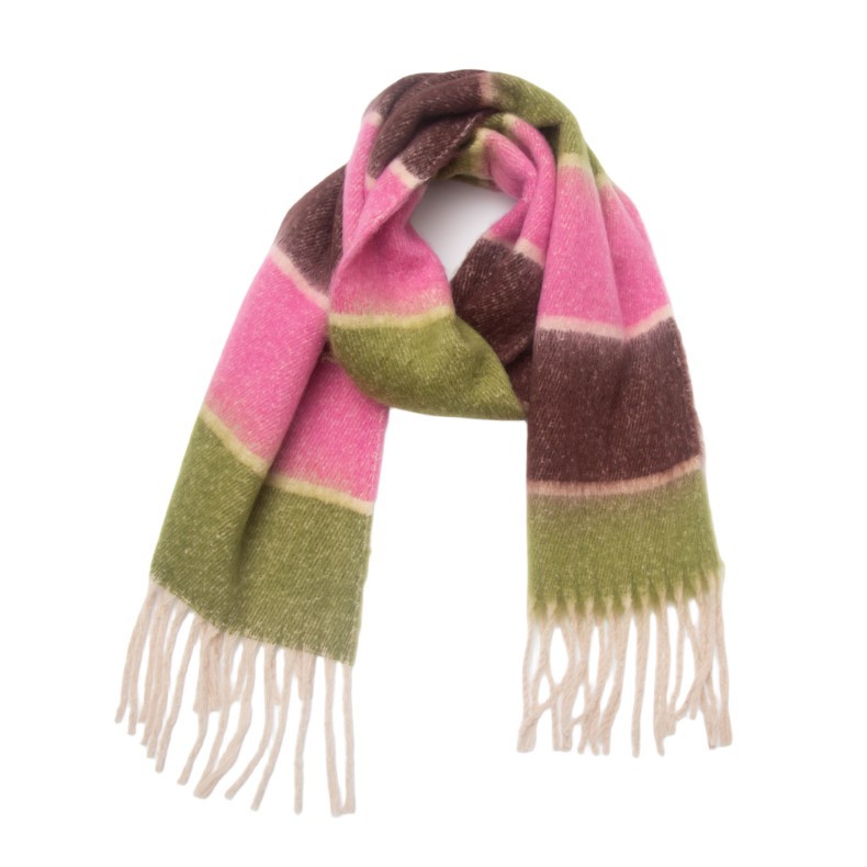 770g Weight Scarf Classification Daily Occasion Polyester Material Stripe Pattern Autumn&Winter Season Women's Gender Tassel Design Casual, Simple Style Style Women's Casual Simple Style Stripe Polyester Tassel Scarf 21