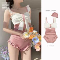 SOPHIE one-piece swimsuit female Japanese style small fresh pure desire covering belly high waist cute sexy ins style hot spring vacation