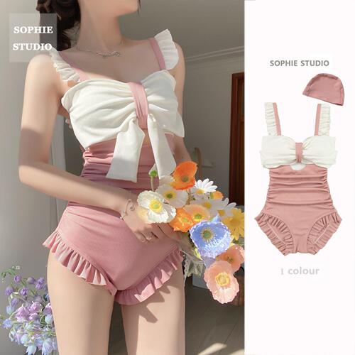 SOPHIE one-piece swimsuit female Japanese style small fresh pure desire covering belly high waist cute sexy ins style hot spring vacation