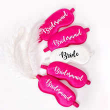 跨境专供婚礼伴娘新娘仿真丝眼罩套装遮光睡眠派对用品七夕