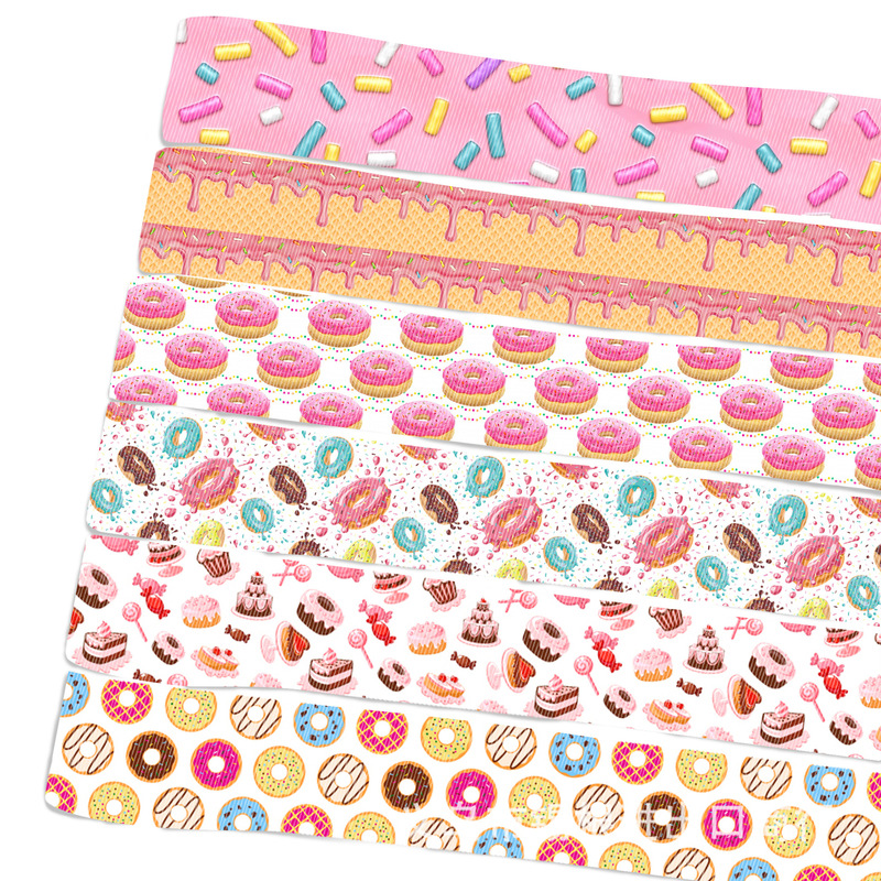 5 yards/roll cake crumbs digital printing rib with DIY bow hairpin material, 1Yc63616