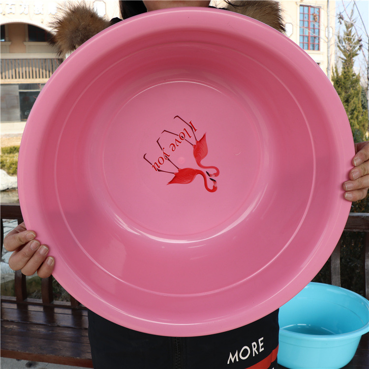 加厚塑料圆形喜庆脸盆 大号洗菜盆和面盆 学生宿舍洗澡盆结婚脸盆