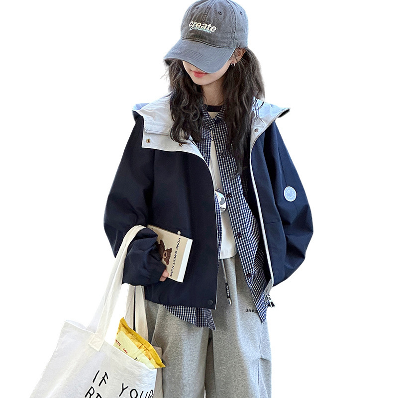 女童春秋款连帽外套秋季洋气时髦女大童韩版休闲儿童秋装冲锋衣潮|undefined