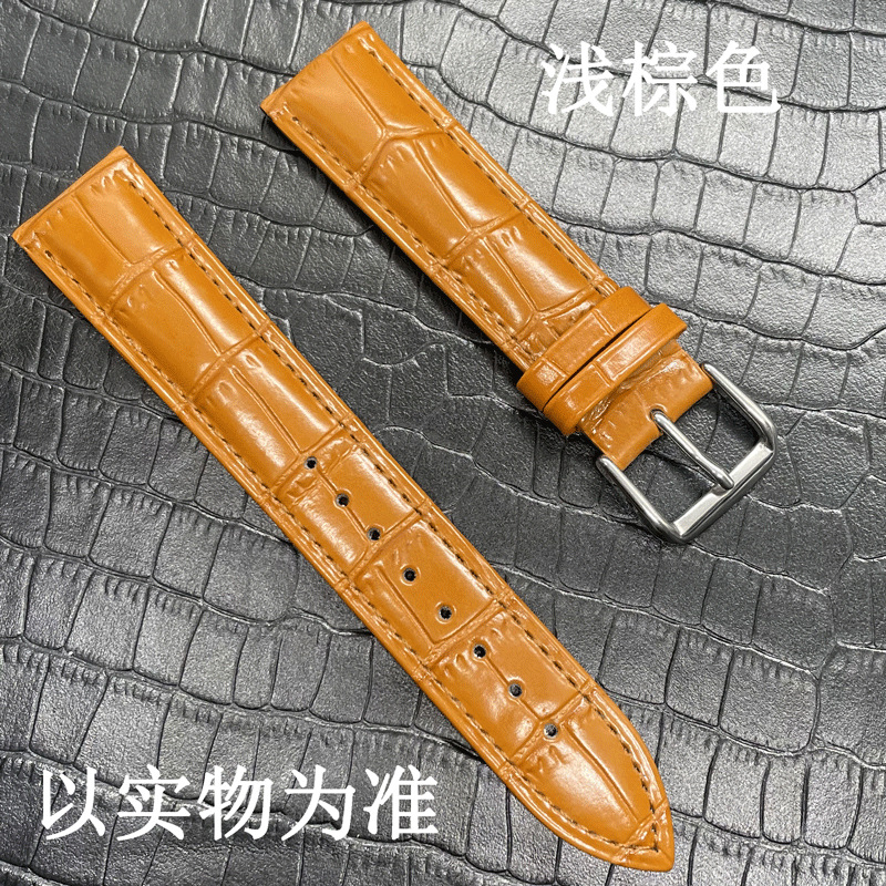 Nueva correa de reloj de cuero capa superior impermeable piel de becerro suave cocodrilo patrón de bambú correa logotipo grabado universal