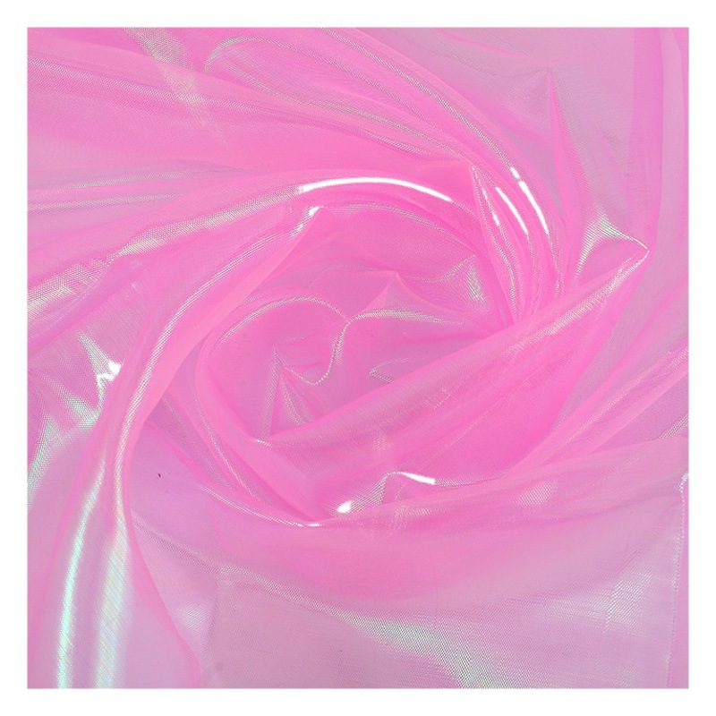 En stock plano colorido tela láser hilo de vidrio sirena malla etapa traje rendimiento ropa material brillante tela de malla de seda
