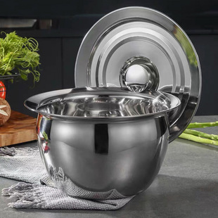 Lard oil tank 304 thick stainless steel oil basin oil drum large soup basin seasoning basin round basin egg beating basin and basin with lid