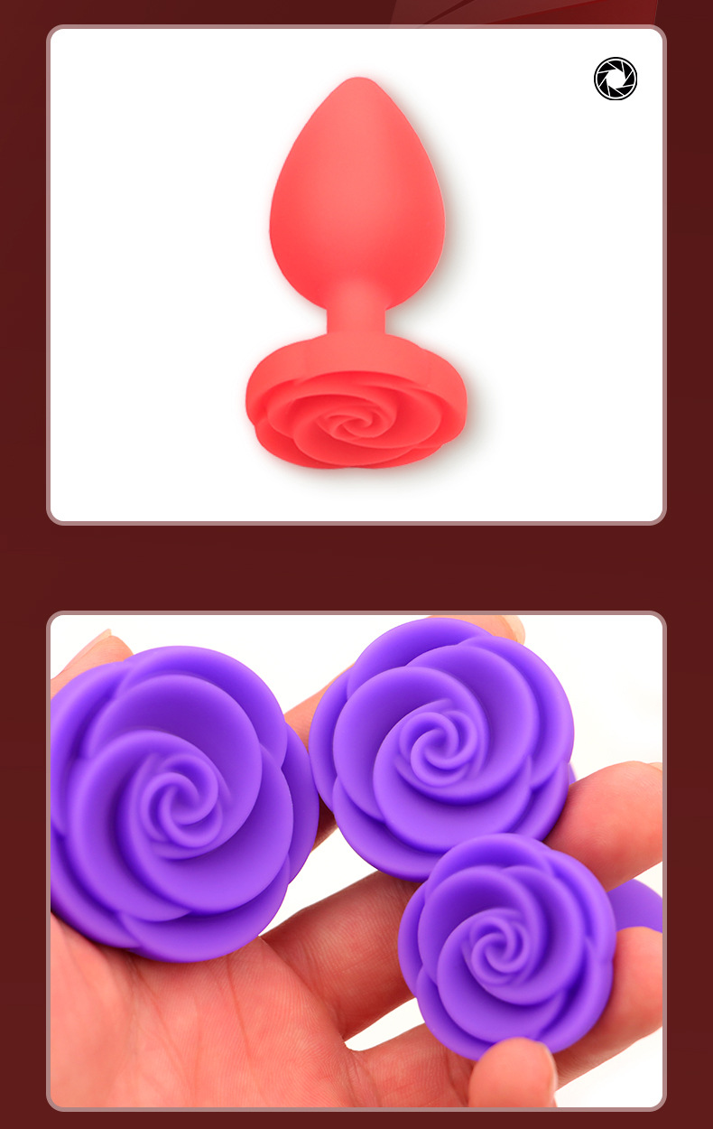 Rose-Shaped Silicone Anal Plug with Prostate Massage Design, Manual Control, Storage Pouch Included — detail image 9